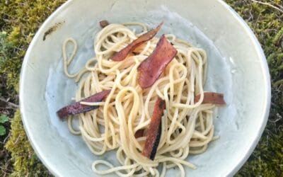 Spaghettis à l’ail et Katsuobushi